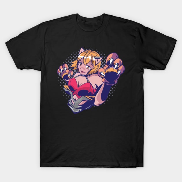 Anime cat Girl with Paws T-Shirt by schmomsen